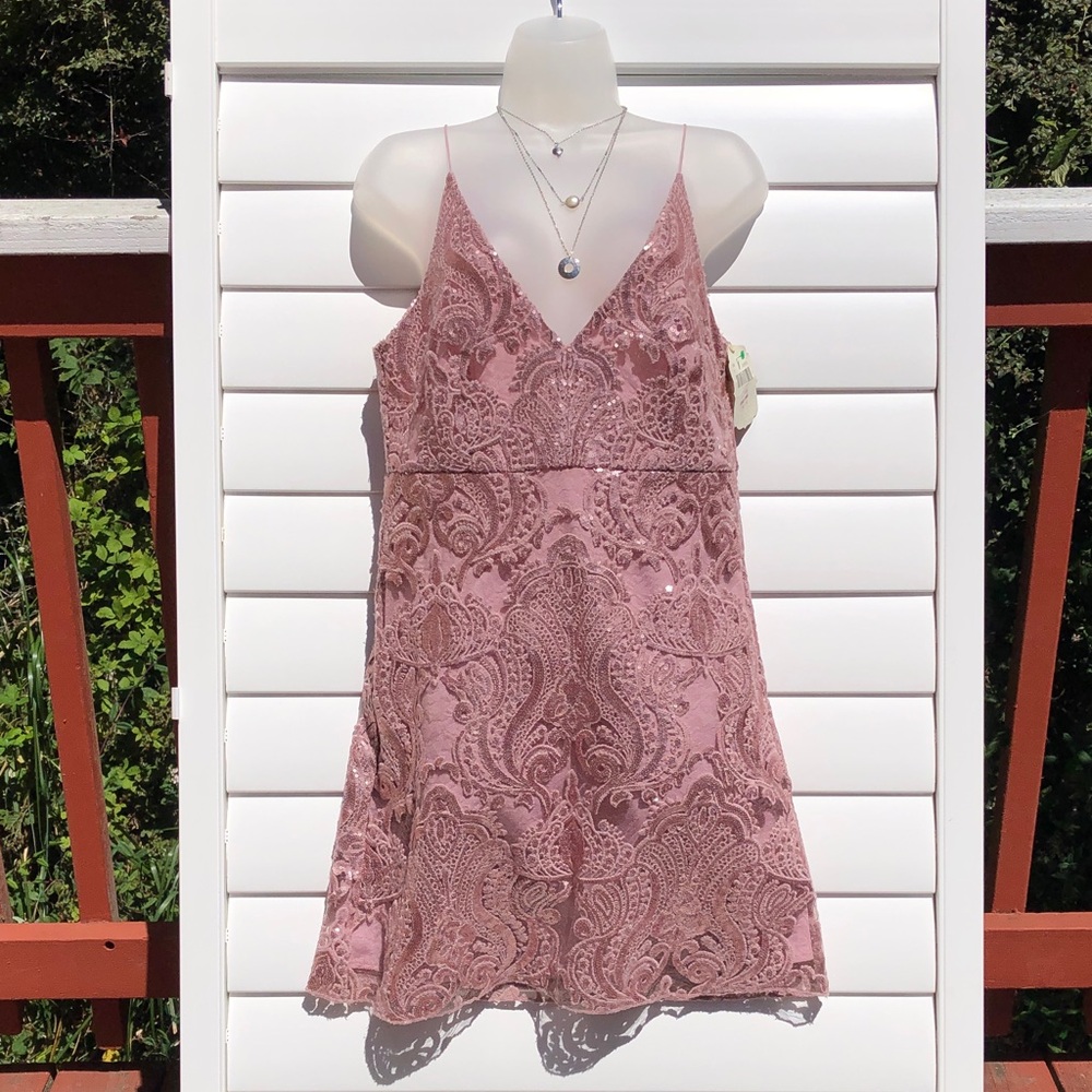 Nwt Altar'd State Pink Sequin Dress